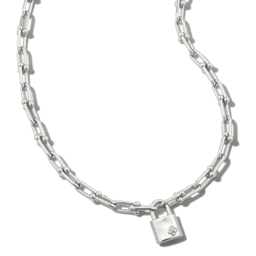Kendra Scott Silver Lock Necklace NEW NEVER WORN